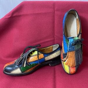 1950's Pro Shu Vintage Women's Golf Shoes Patchwork Leather size 5B. Multicolor.